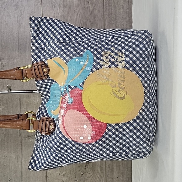 Juicy Couture Blue and White Gingham Tote Bag - Picture 2 of 12